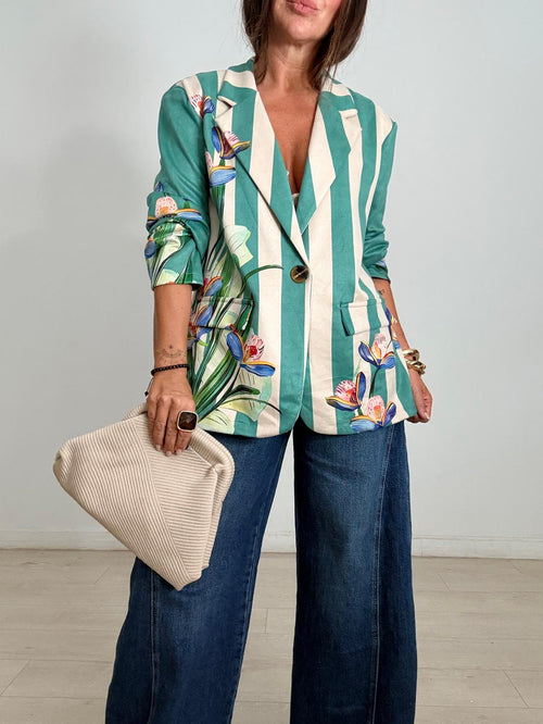 BLAZER ANTELINA RAYAS PANTERA VERDE AGUA