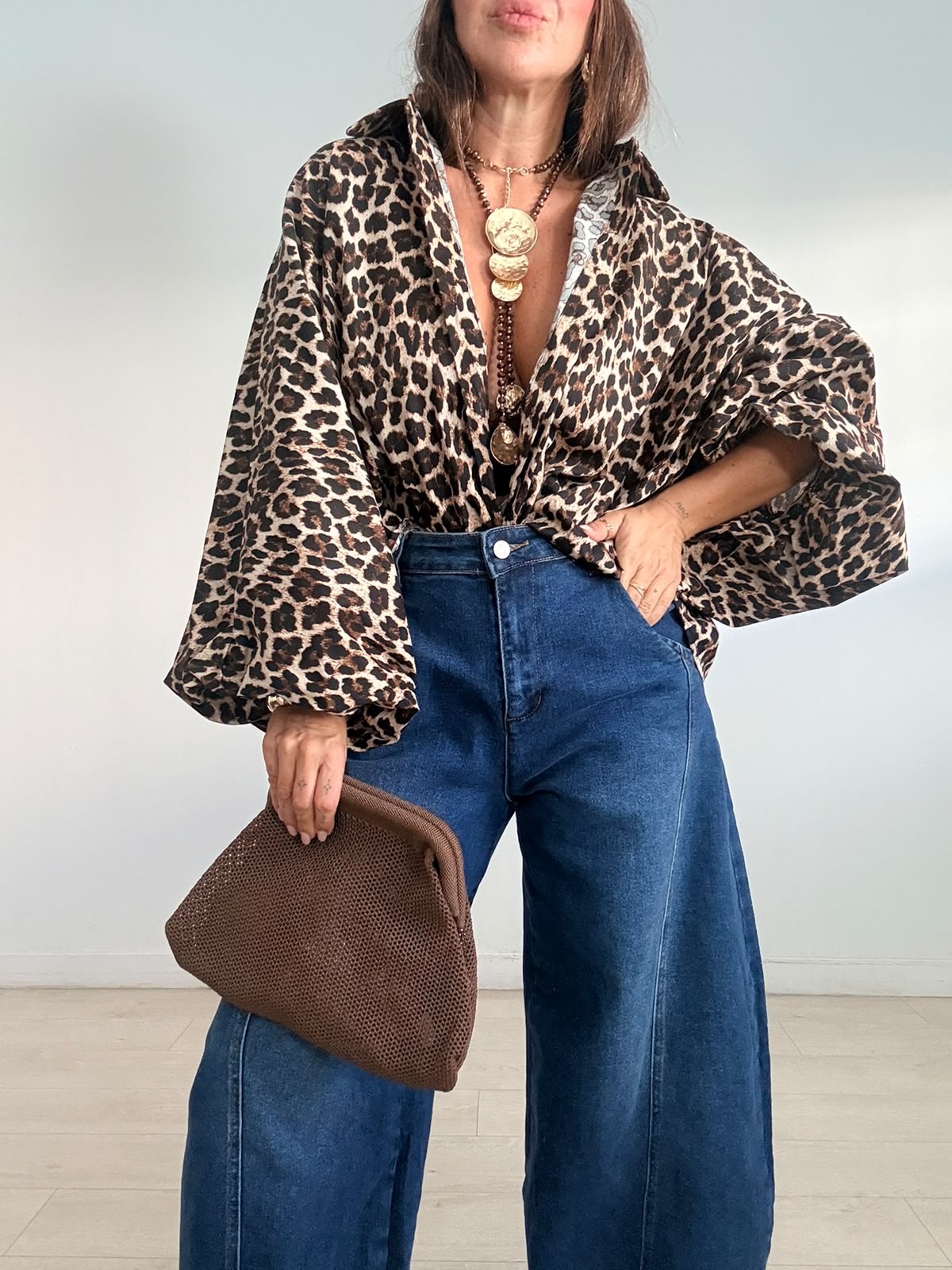 MAXI BLUSA ABOTONADA LEOPARDO