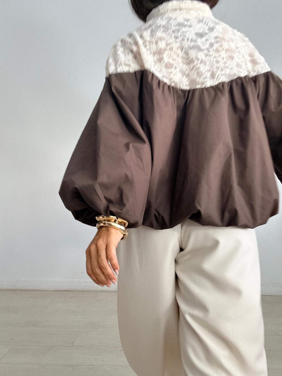 CHAQUETA GLOBO COMBINADA ENCAJE