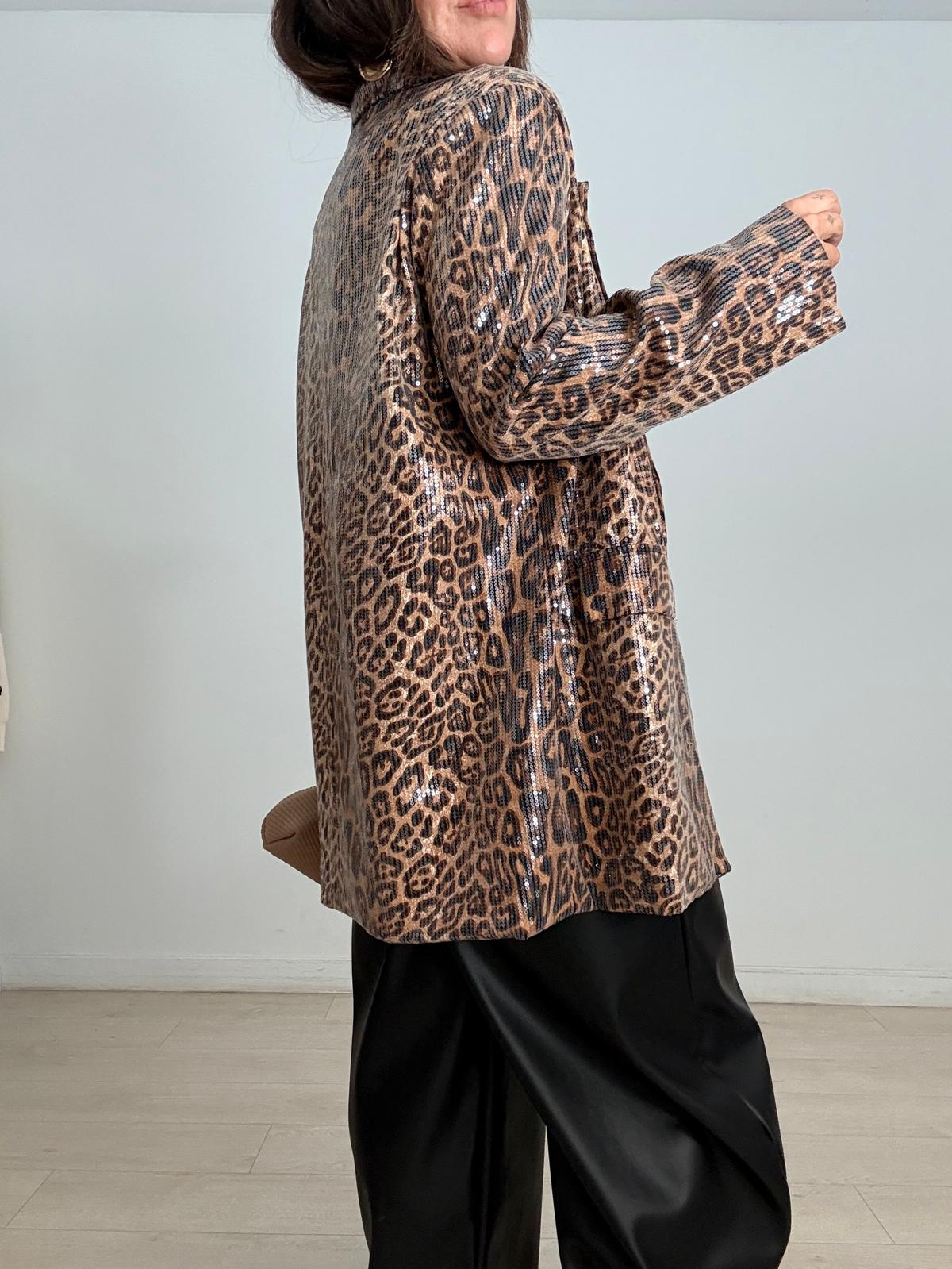 MAXI BLAZER LEOPARDO LENTEJUELAS