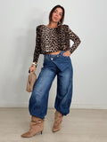 PANTALÓN BALLOON DENIM ASIMÉTRICO