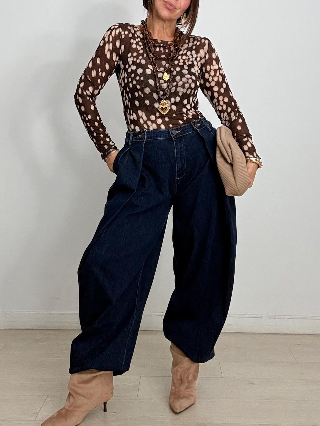 PANTALÓN BALLOON DENIM ASIMÉTRICO