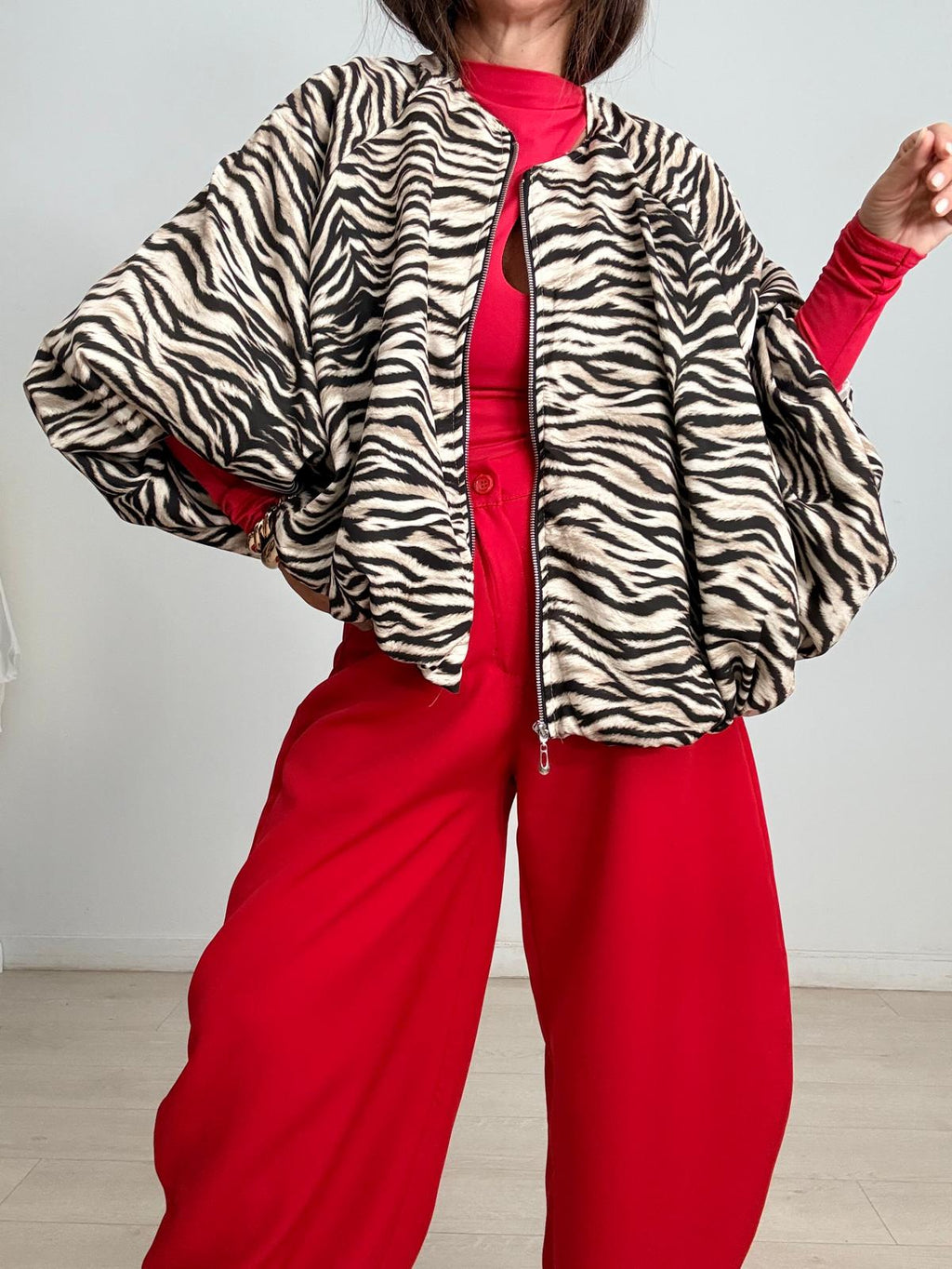 BOMBER OVERSIZE ANIMAL PRINT
