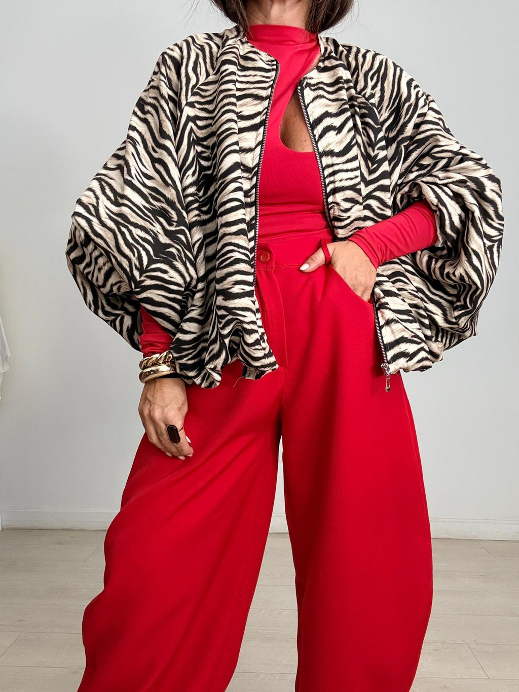 BOMBER OVERSIZE ANIMAL PRINT