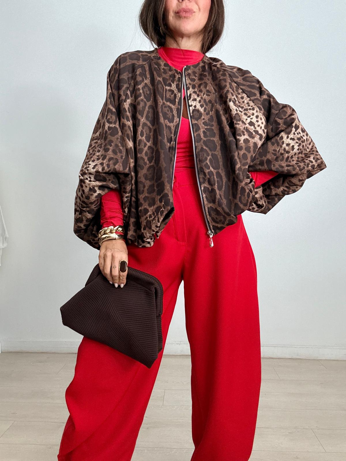 BOMBER OVERSIZE ANIMAL PRINT