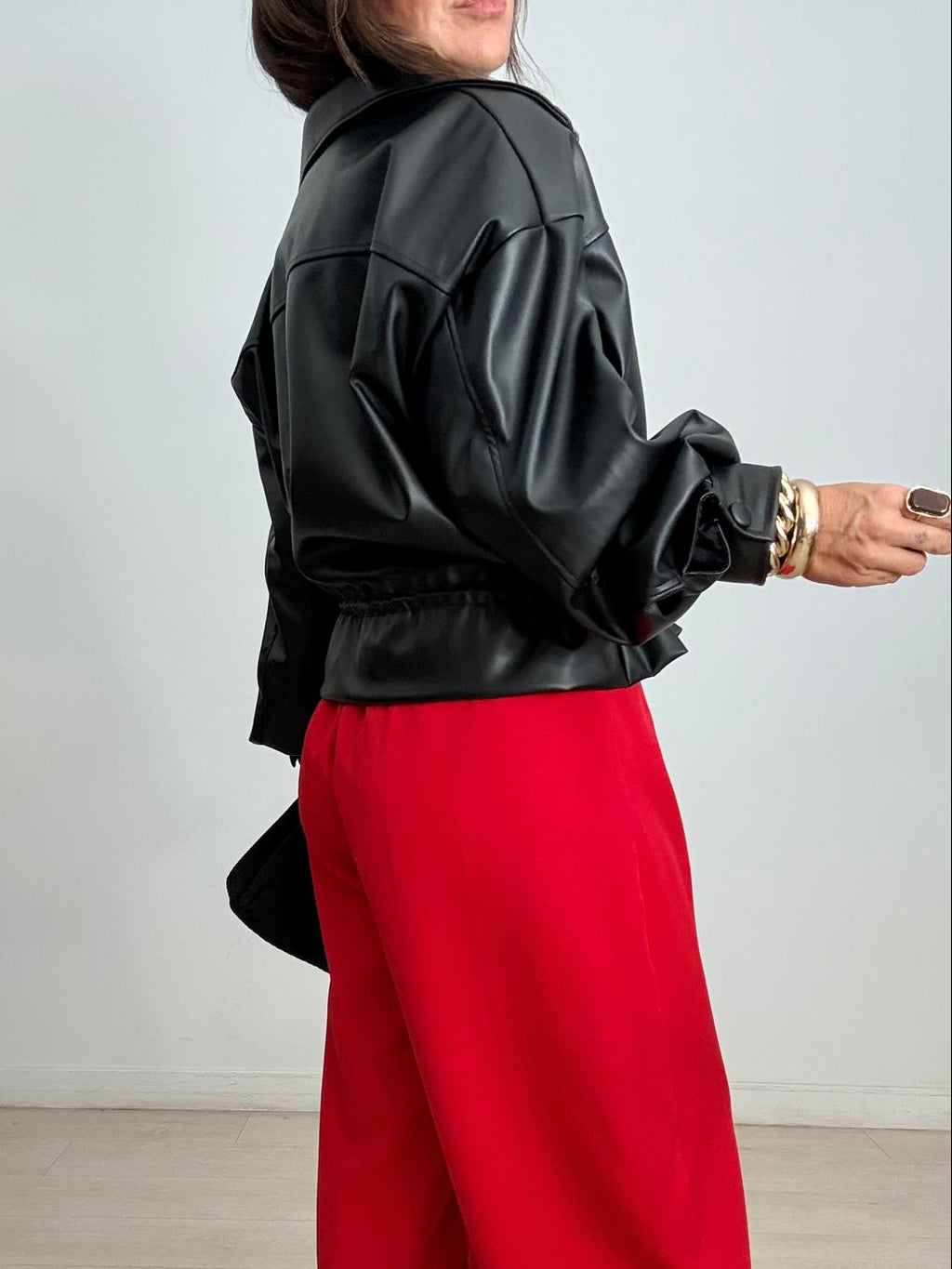 CHAQUETA EFECTO PIEL AJUSTABLE