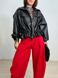 CHAQUETA EFECTO PIEL AJUSTABLE