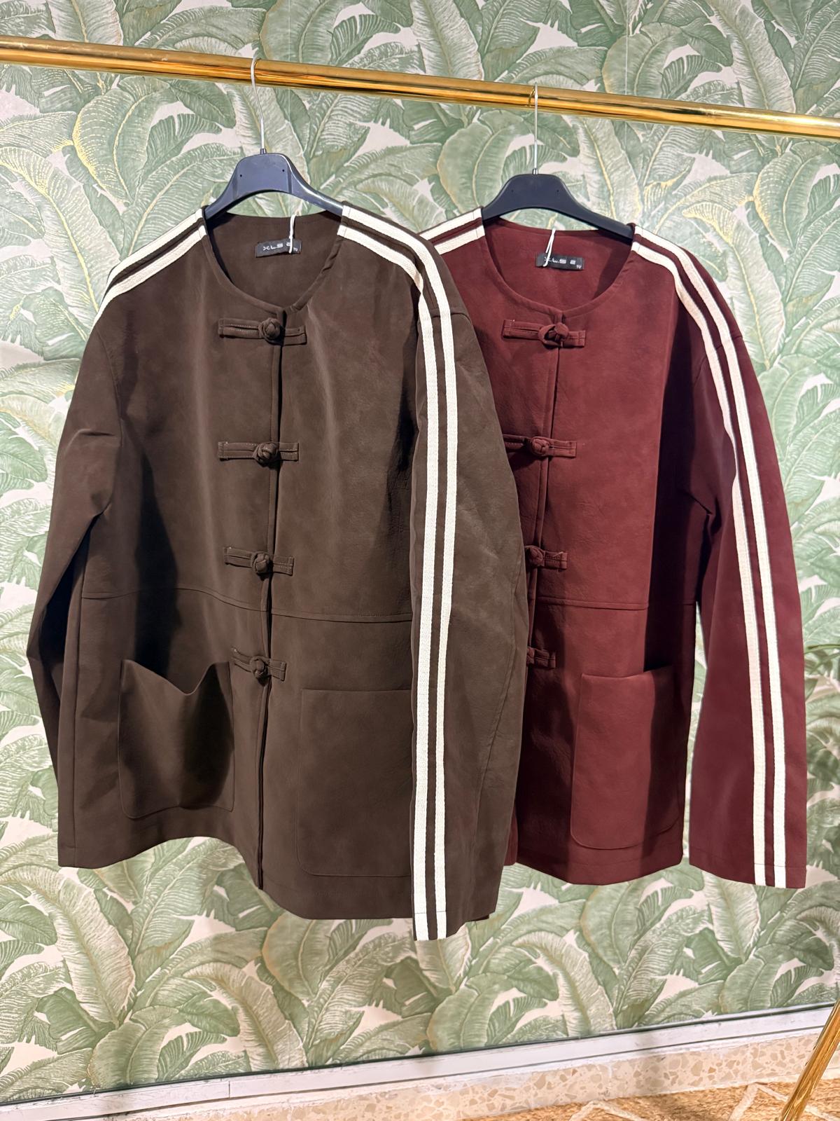 CHAQUETA POLIPIEL RAYAS BLANCA
