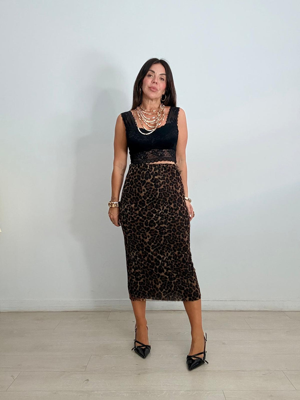 FALDA TULL LEOPARDO
