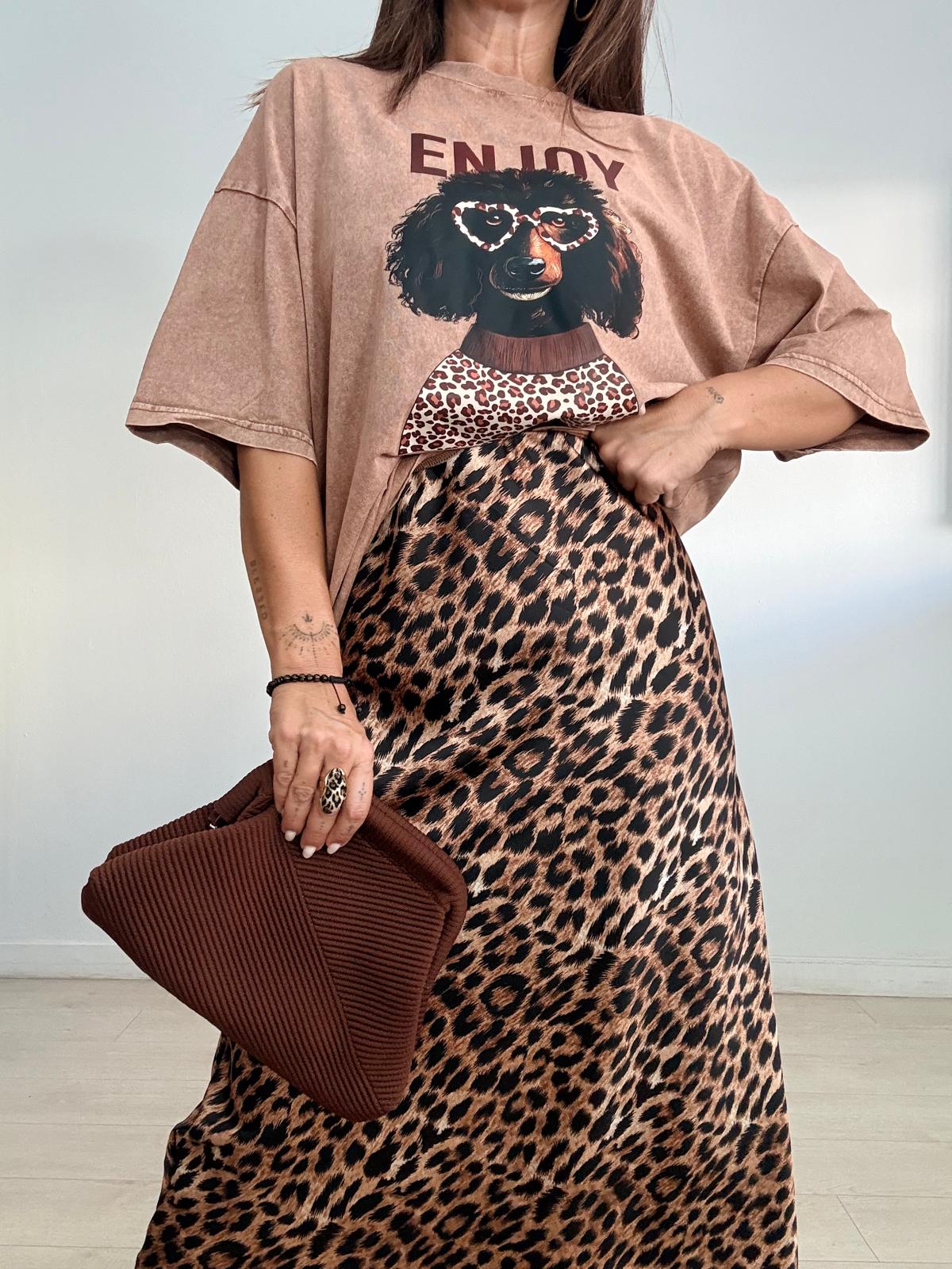 FALDA SATÉN LEOPARDO