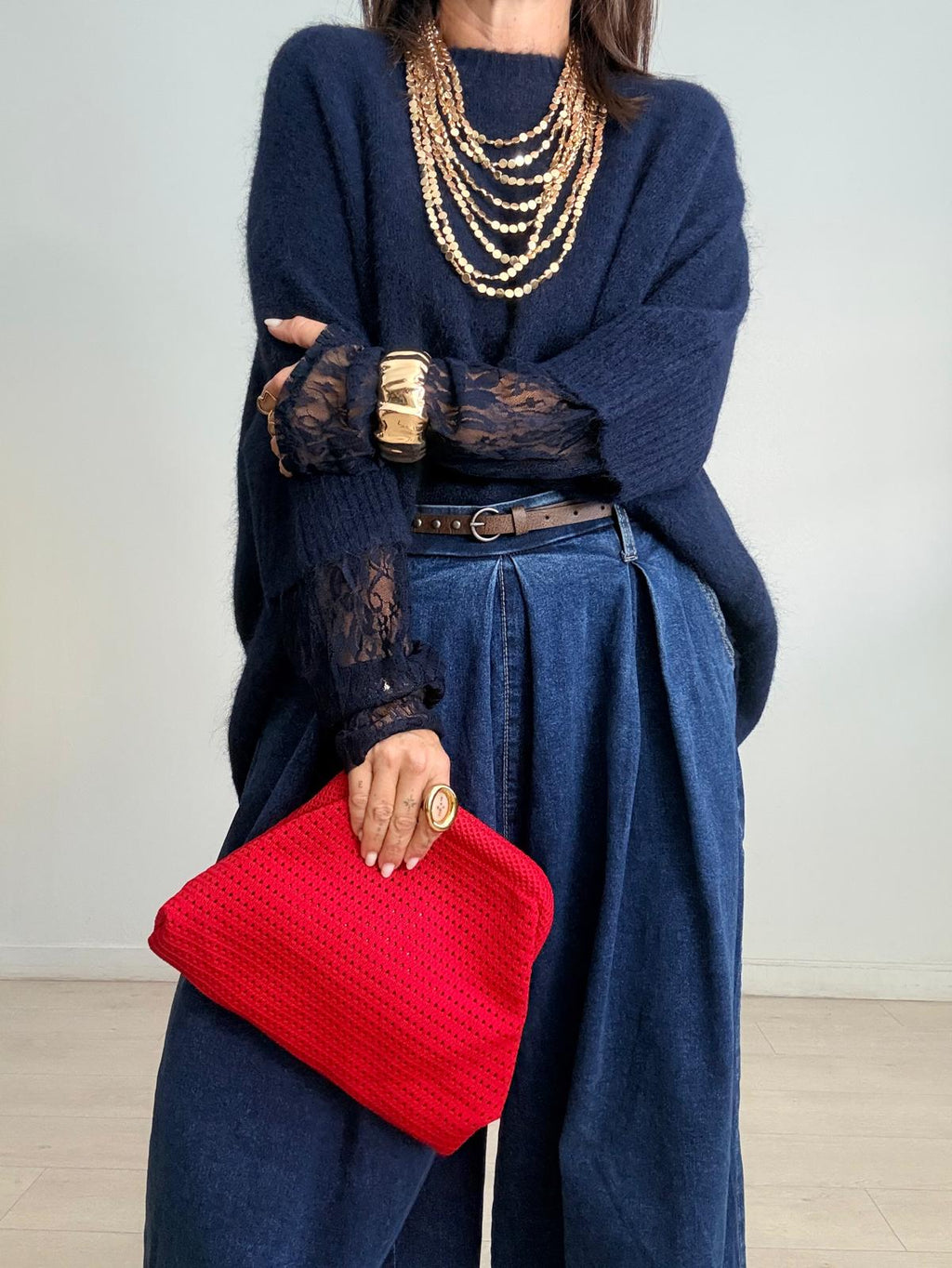 MAXI JERSEY SUAVE MANGAS ENCAJE