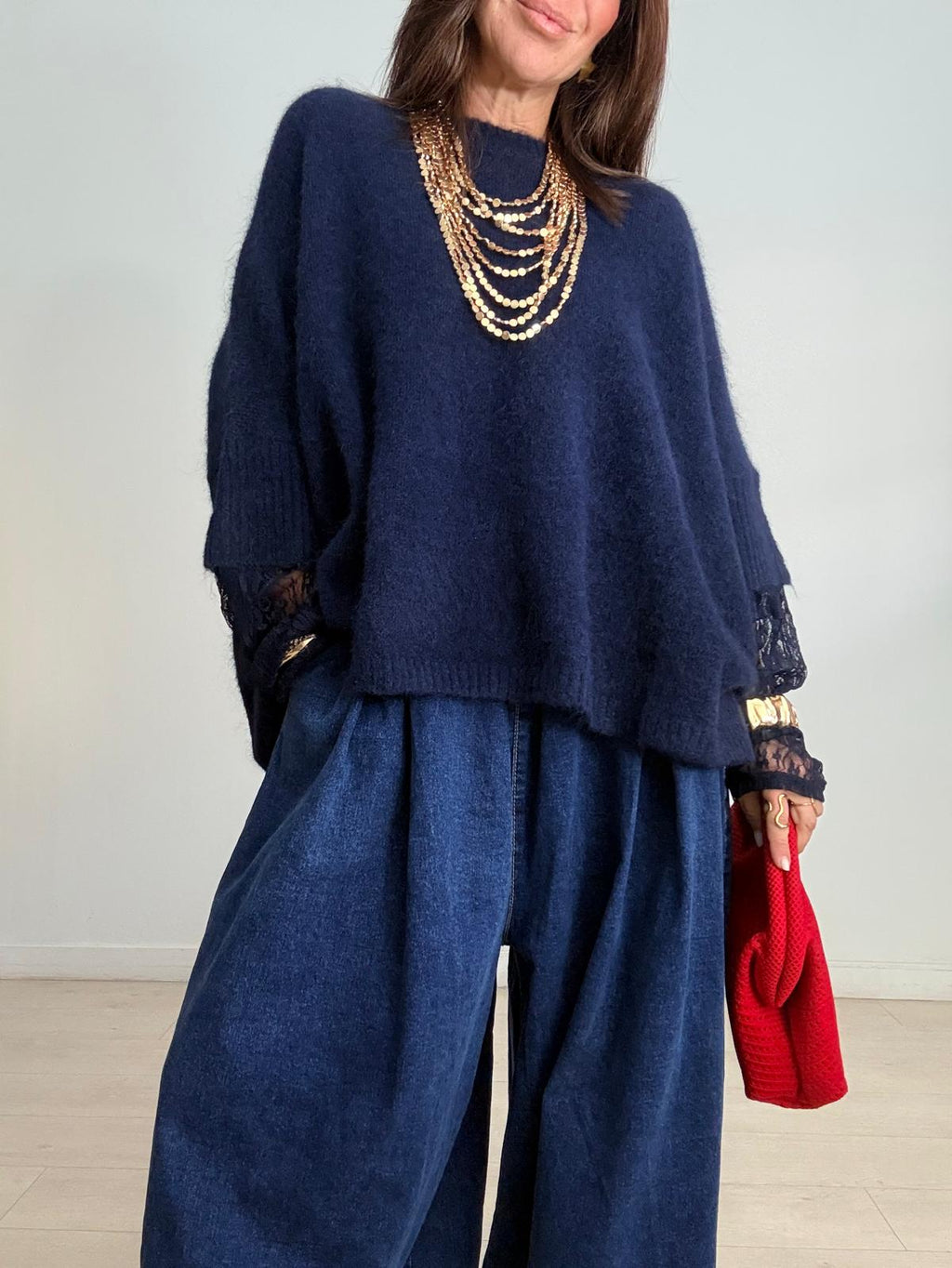 MAXI JERSEY SUAVE MANGAS ENCAJE