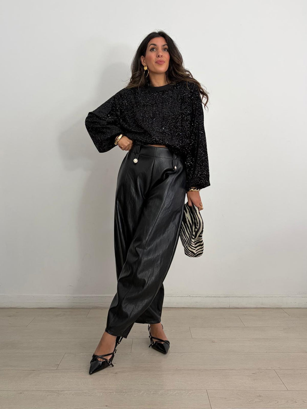 PANTALÓN BOTONES EFECTO PIEL BALLOON