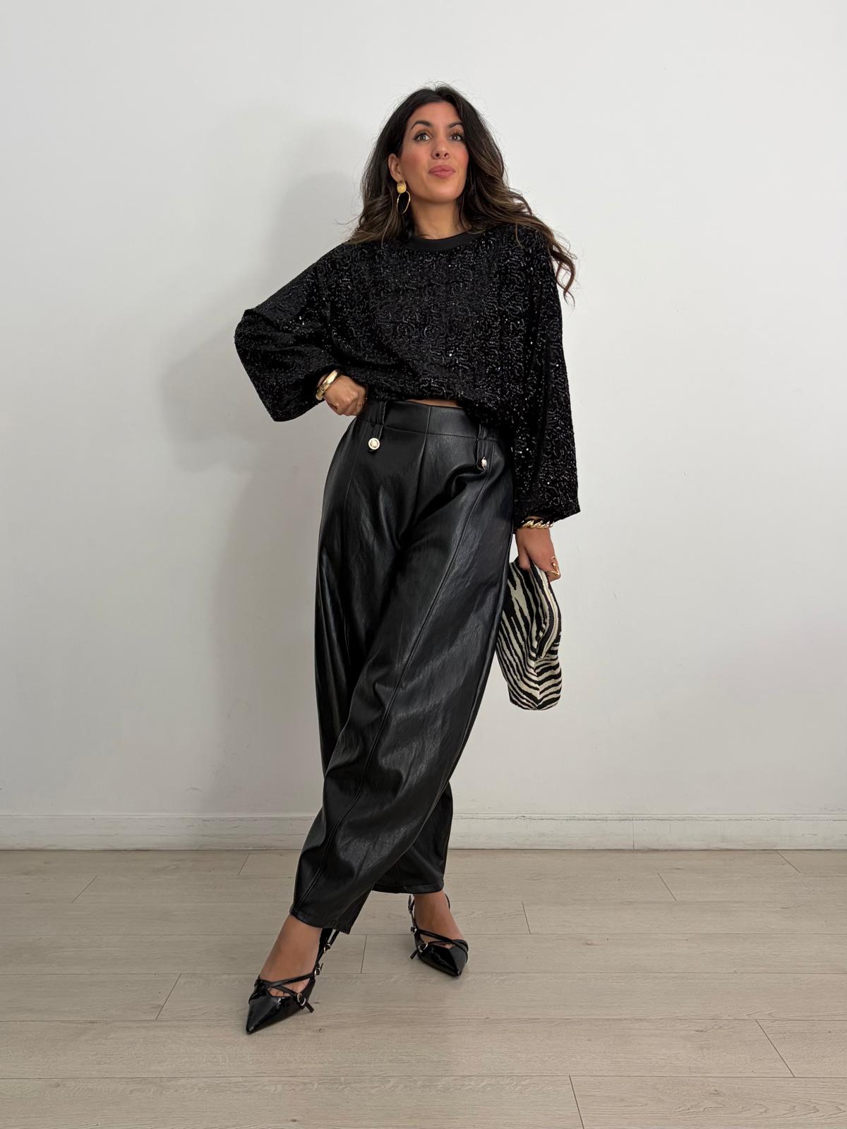 PANTALÓN BOTONES EFECTO PIEL BALLOON
