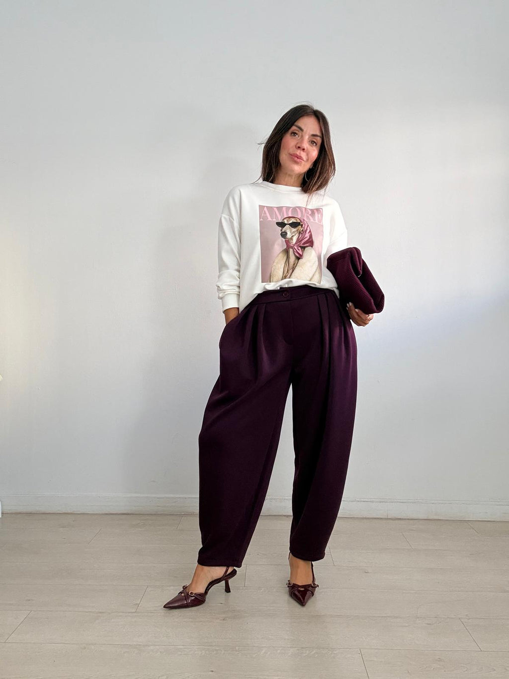 PANTALÓN BALLÓN FLUIDO SUAVE PINZAS CLAU