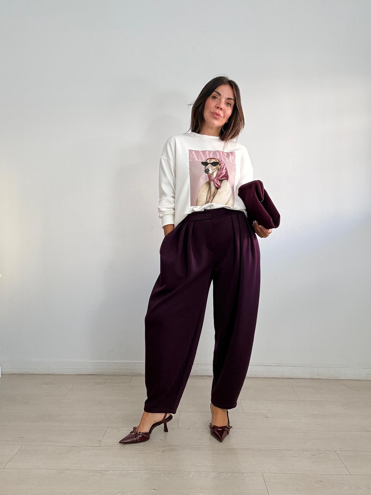 PANTALÓN BALLÓN FLUIDO SUAVE PINZAS CLAU