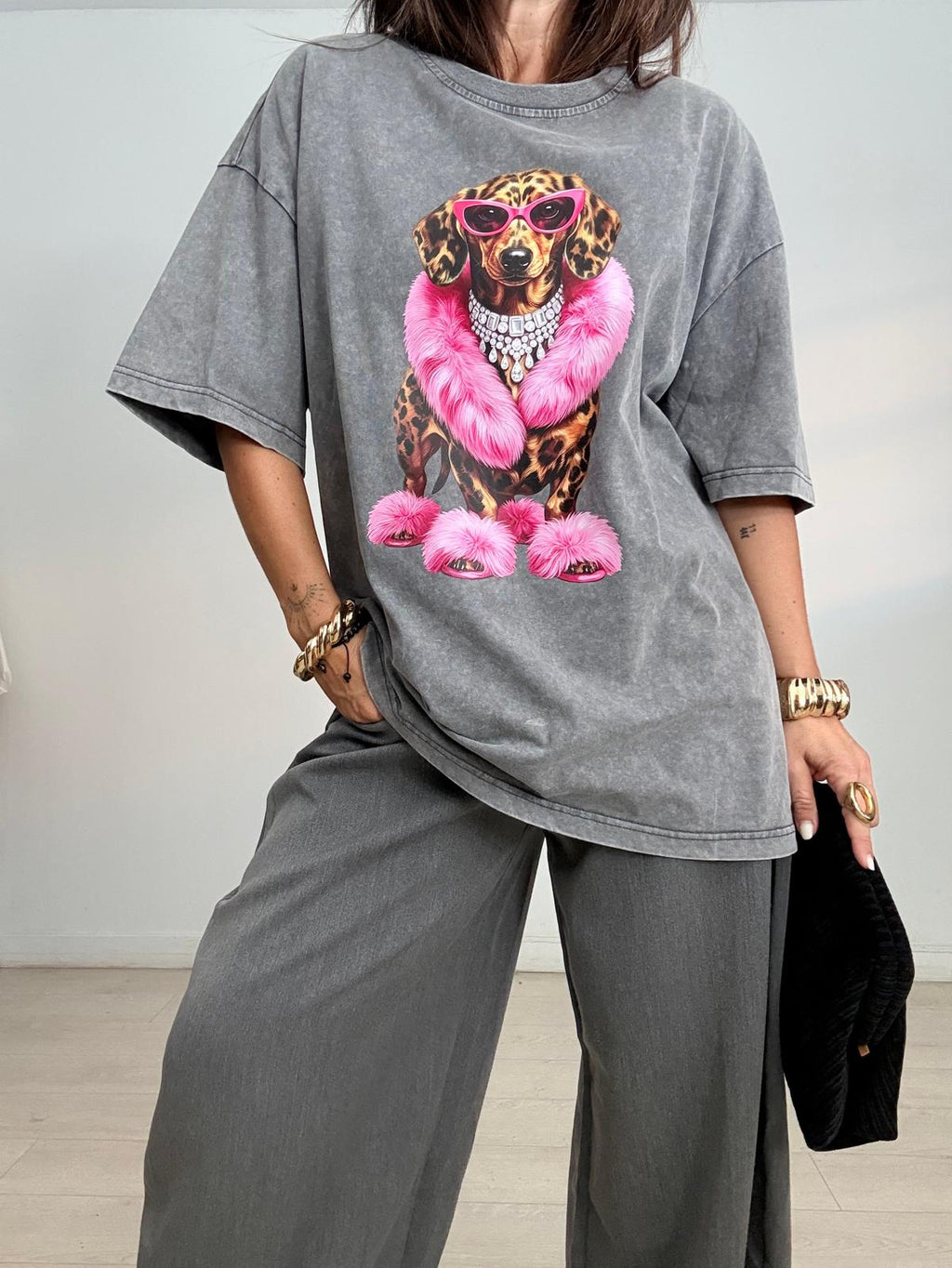 MAXI CAMISETA PERRO LEOPARDO & ROSA