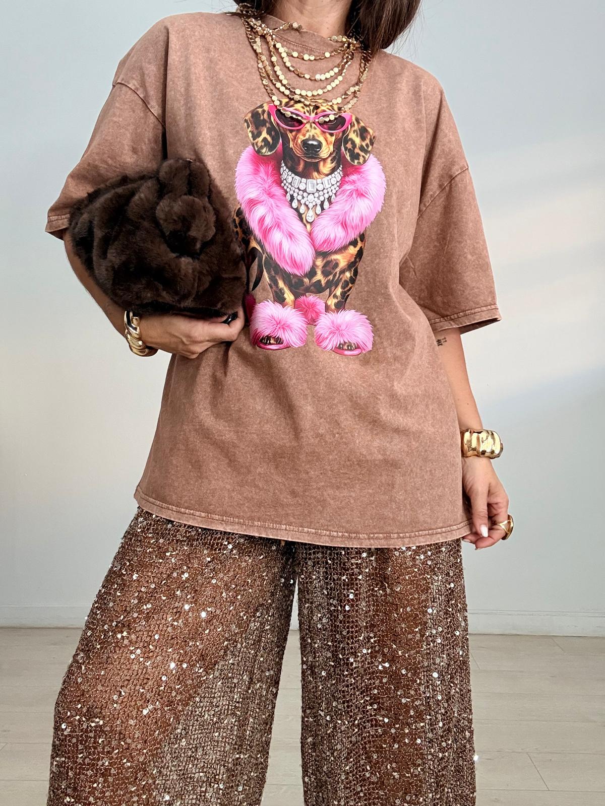 MAXI CAMISETA PERRO LEOPARDO & ROSA