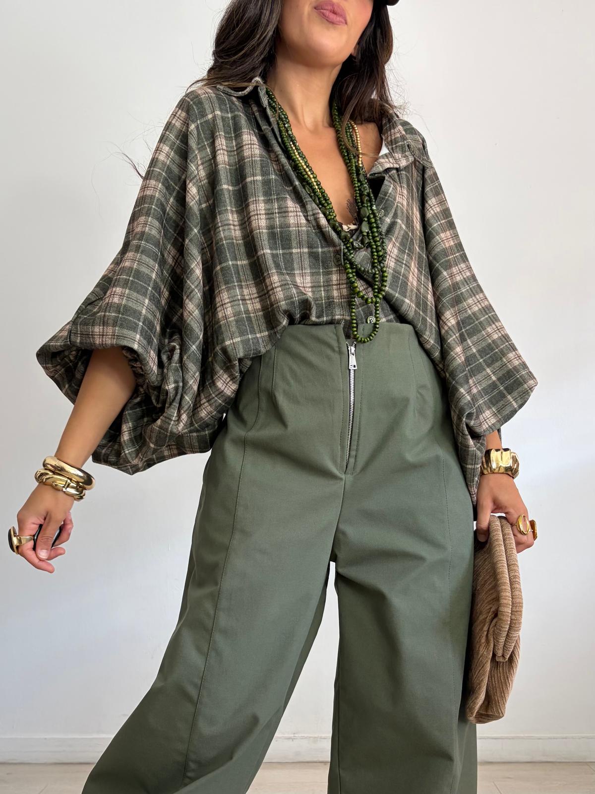MAXI BLUSA ALGODÓN CUADROS
