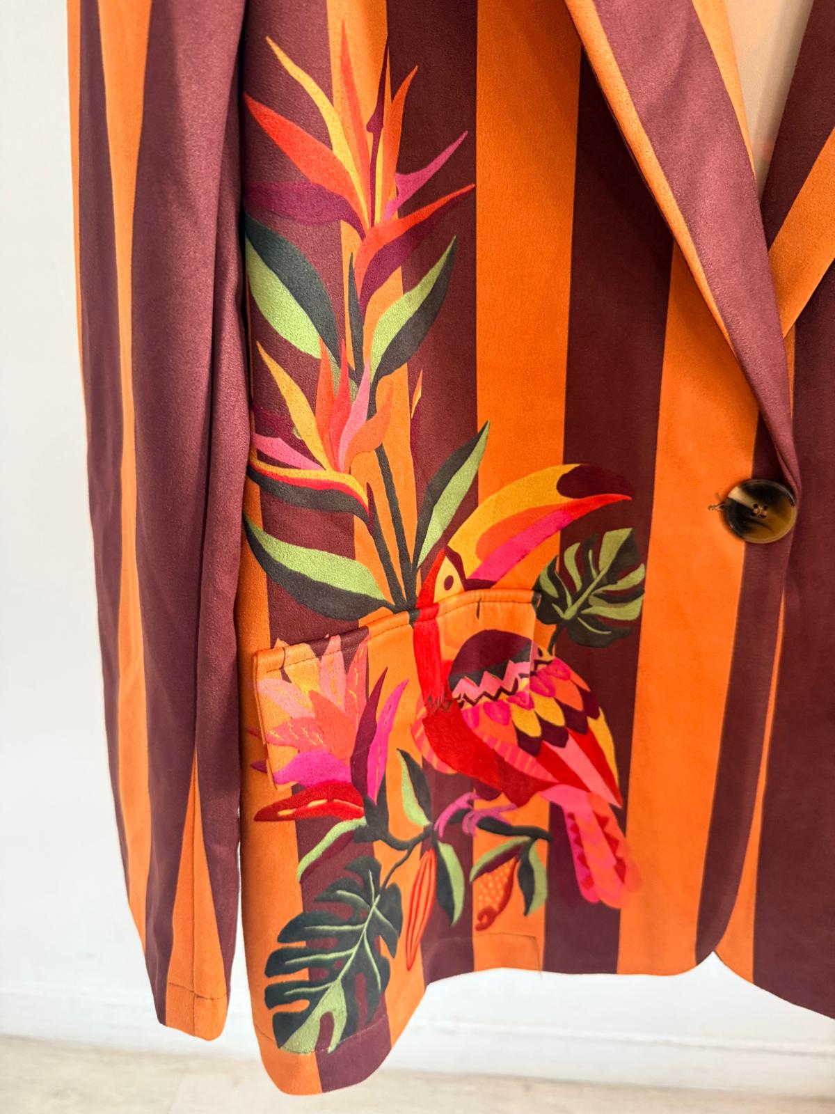 BLAZER ANTELINA PELICAN + RAYAS MARRON /NARANJA