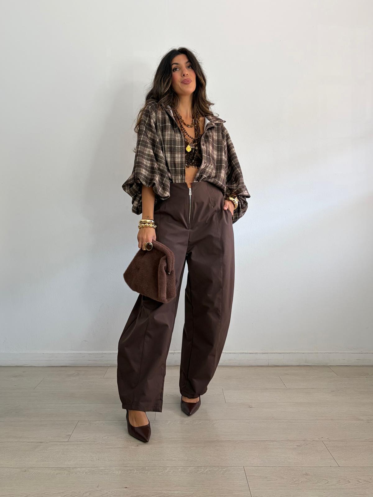 MAXI BLUSA ALGODÓN CUADROS