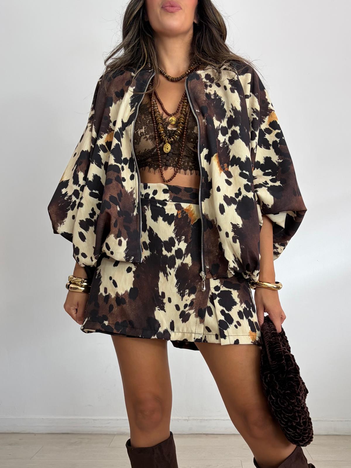 BOMBER OVERSIZE ANIMAL PRINT