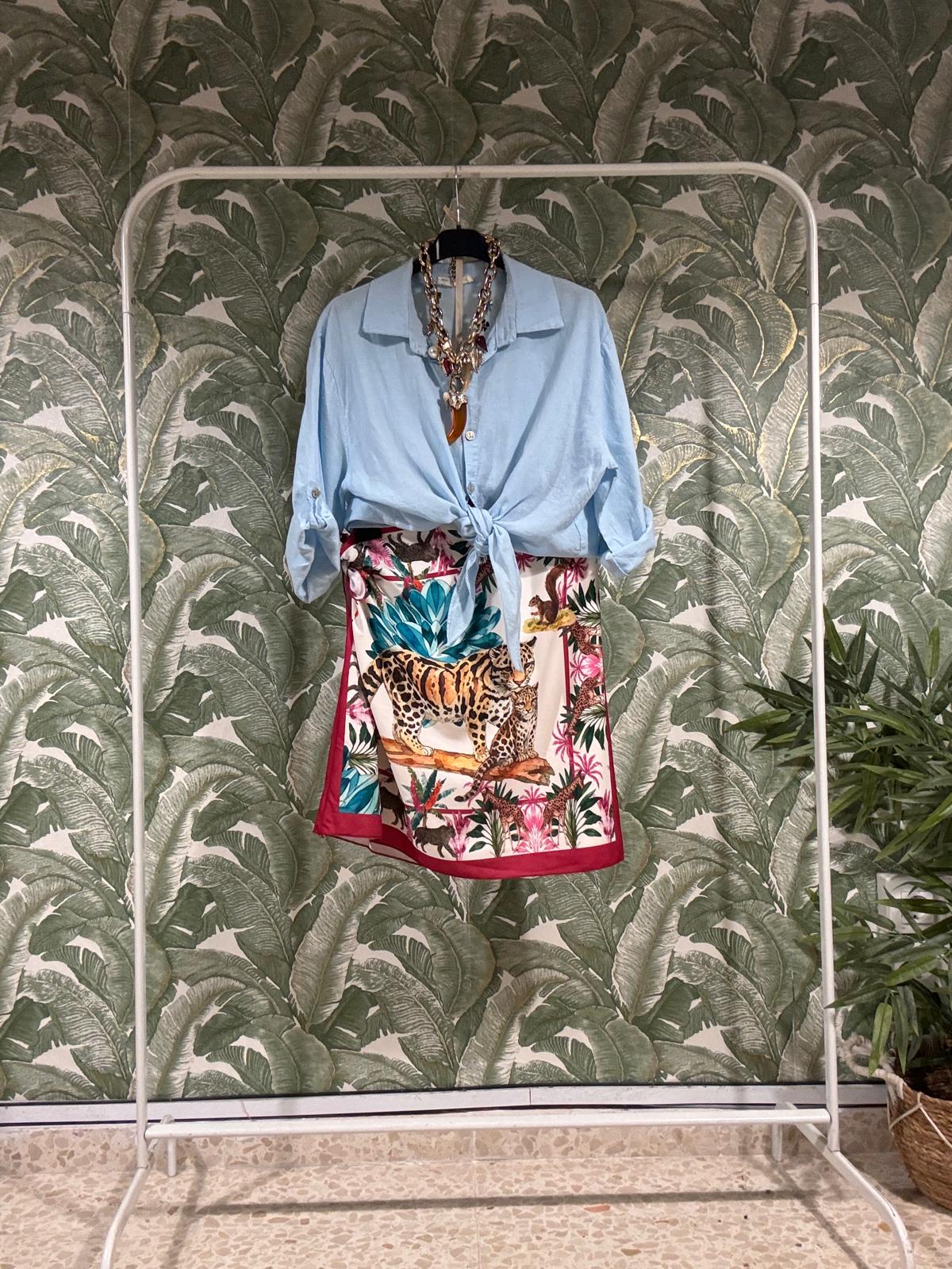 BLUSA ABOTONADA ANUDADA LINO