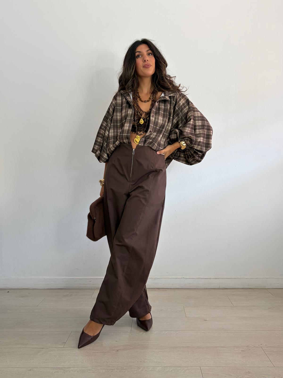 MAXI BLUSA ALGODÓN CUADROS