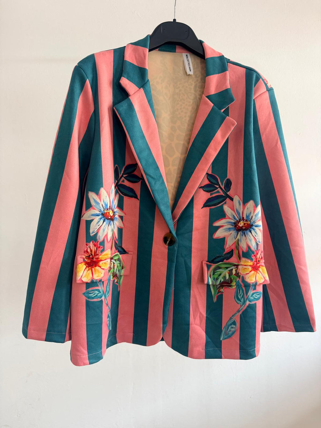 BLAZER ANTELINA PANTERA +   RAYAS TURQUESA/ROSA