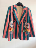 BLAZER ANTELINA PANTERA +   RAYAS TURQUESA/ROSA