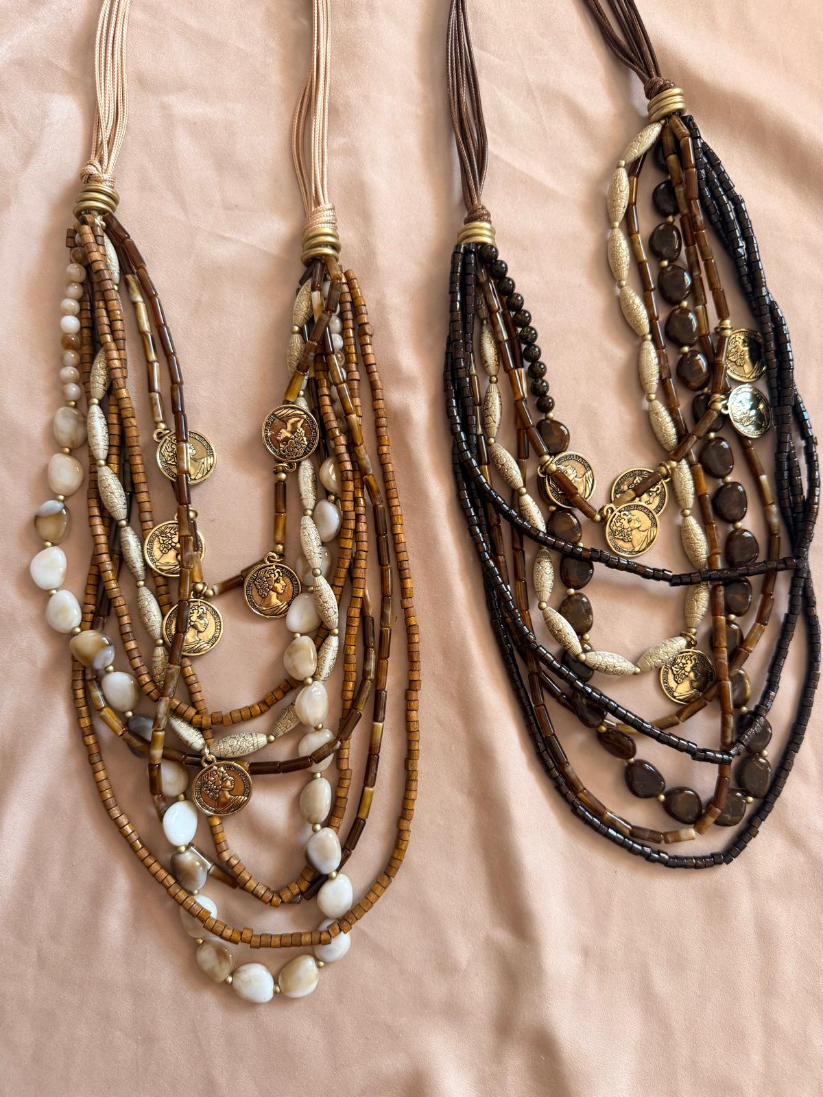 COLLAR ABALORIOS + MONEDAS