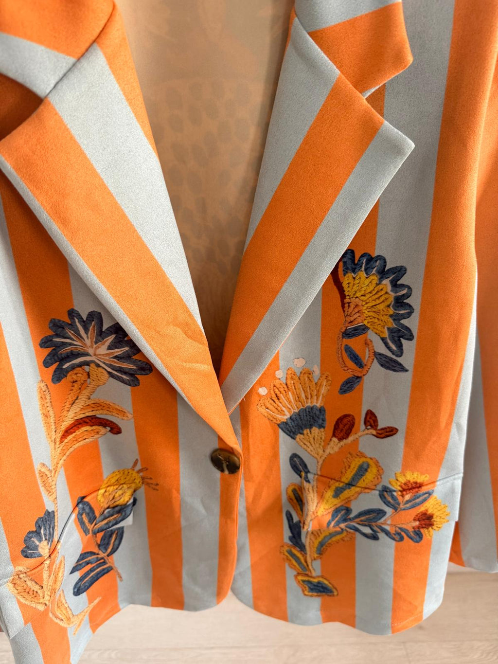 BLAZER  ANTELINA PANTERA + RAYAS CELESTE/NARANJA