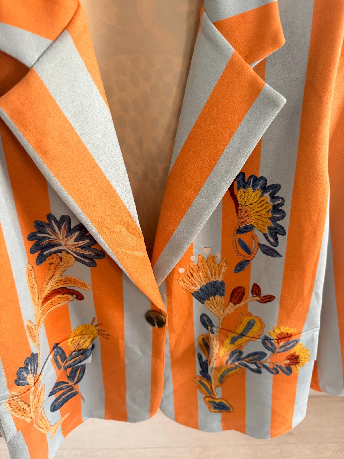 BLAZER  ANTELINA PANTERA + RAYAS CELESTE/NARANJA
